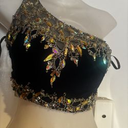 Sparkle top crystal halter shirt rhinestone cutout back blouse lace bralette 