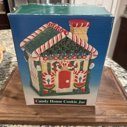 Christmas Gingerbread House Cookie Jar Ceramic In Original Box Xmas Baking