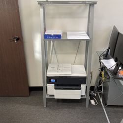 Shelving Unit With Glass Shelves 28” W X 60” H