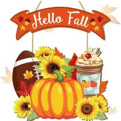 Fall Thanksgiving Door Sign, Wooden Harvest Decorations, Indoor Outdoor Farmhouse Porch Decor 