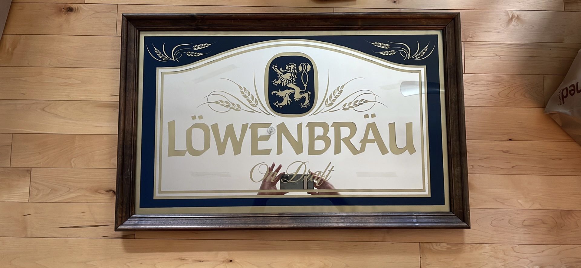 Vintage Framed Lowenbrau Beer Sign