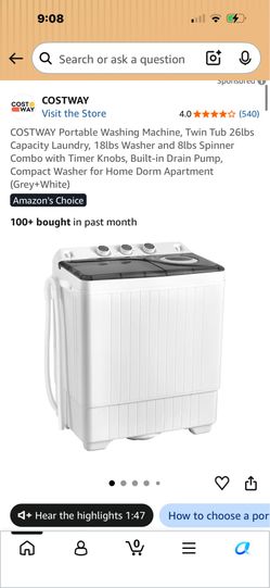 COSTWAY Portable Twin Tub Washing Machine