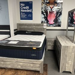 4PC Gray Queen Bedroom Set 