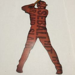 Vintage Metal Baseball Player Silhouette Wall Decor