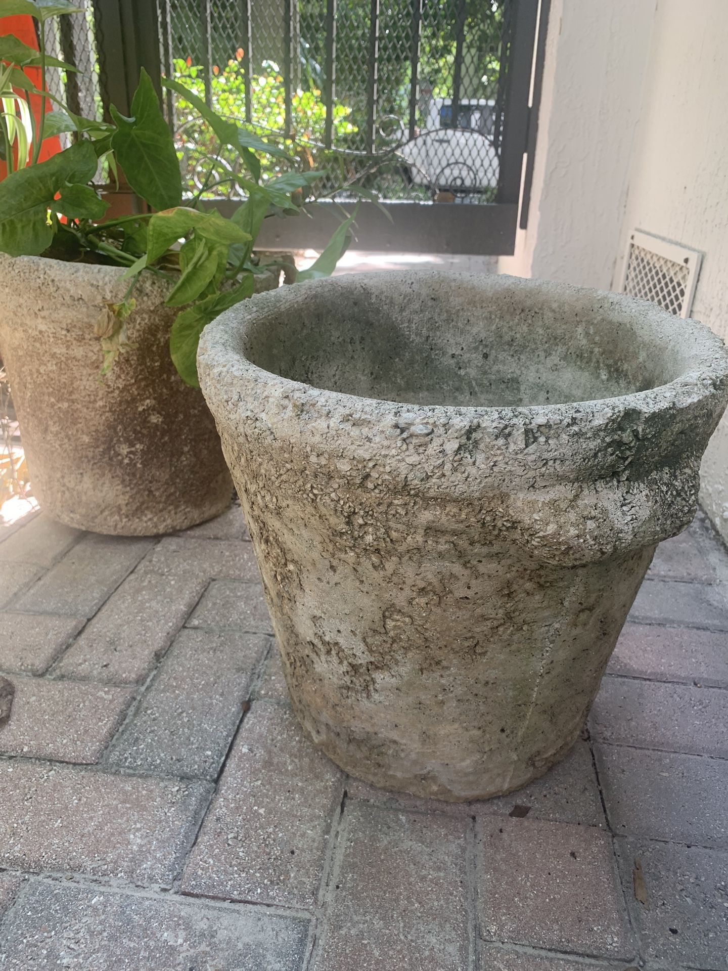 Two Stone Pots 13 H by 14 Diameter