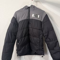 NBA Puffer Jacket Black & Grey 