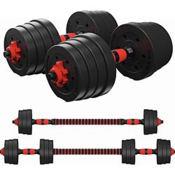 Tespon Adjustable Dumbbells Barbell 2 in 1 with Connector, Adjustable Dumbbell Barbell Sets,Lifting Dumbells for Body Workout Home Gym