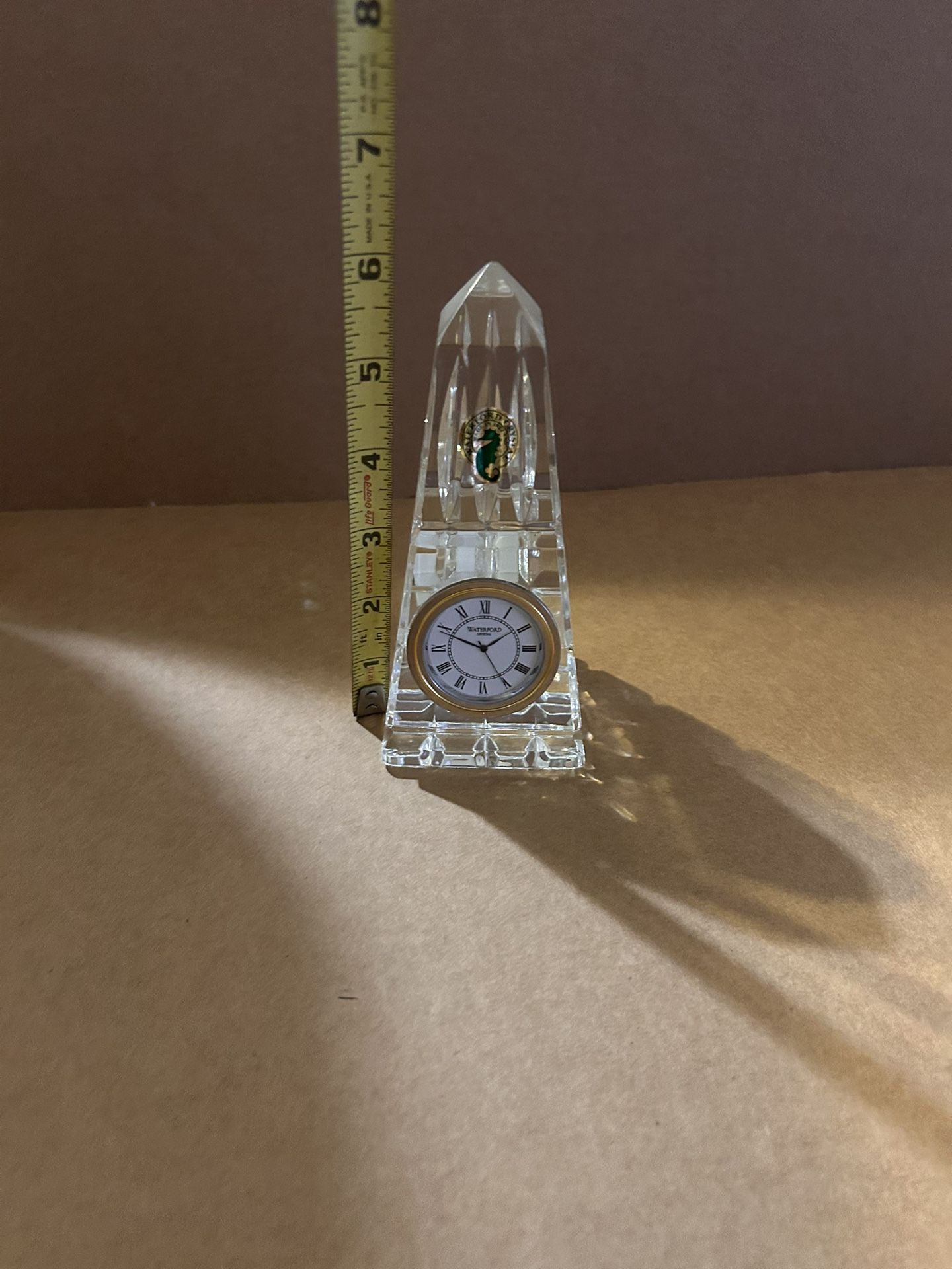 Vintage Waterford Ireland Crystal Obelisk Pyramid Desk Mantle Clock