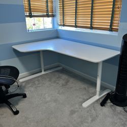 IKEA White Table Top And Frame with left side corner
