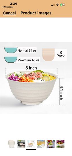 60 Oz Big Salad Bowl Soup Bowl , Large Bowls for Eating Microwave and Dishwasher Safe BPA-Free Eco-Friendly Deep Cereal Bowls for Cereal,