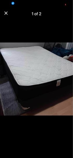 Full size mattress with frame and box spring