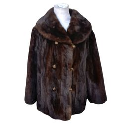 Vintage Dark Brown Real Mink Fur Coat By Umpa Women’s Size Large Fit 