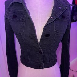 Black Denim Cropped Jacket (SIZE S/M)