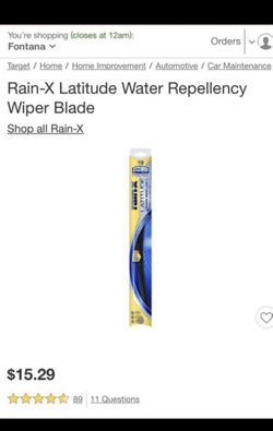 2- Rain-X Latitude Water Repellency Wiper Blade 18”