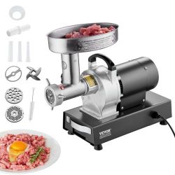VEVOR Meat Grinder, 9 Lbs/Min Capacity Electric Meat Grinders with Blade, Grinding Plate, Sausage Maker, Stainless Steel Commercial Meat Mincer for Ki