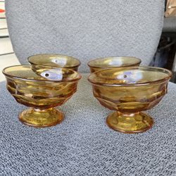 Amber Vintage Canival Glass Desert Dishes