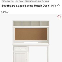 Pottery Barn Teens white bead board desk with hutch