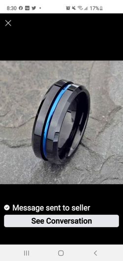 Thin blue line Titanium ring