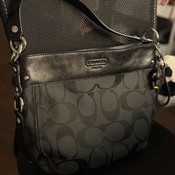 Coach Zoe Shoulder Bag in Black Canvas