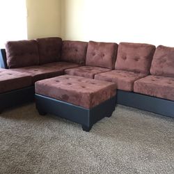 BRAND NEW REVERSIBLE SECTIONAL SOFA WITH STORAGE OTTOMAN 