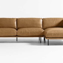 Wells Leather 2-Piece Chaise Sectional Sofa
