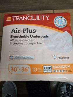Tranquility Air-Plus Breathable Underpads 30x36 10-Count $15 a bag
