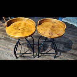 Wood And Metal Counter Height Dinette Set