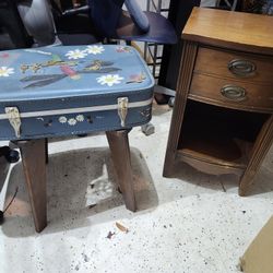 Your choice 2 ft tall small side table eclectic suitcase or real wood end table side table accent