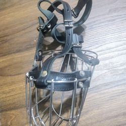 BronzeDog Metal And Leather Cage Basket Muzzle