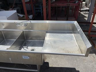 Large Commercial Grade 3 Compartment Sink With 2 Drain Boards Thumbnail