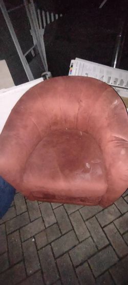 Suede/ Velvet Chair with Ottoman