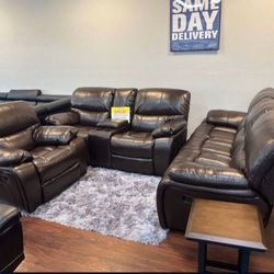 BROWN RECLINING 2 PIECE SETS! SOFA AND LOVESEAT !