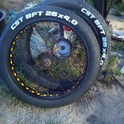 Pair Of 26" Fat Tire E-Bike  Rims And Tires