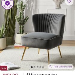 Euclid Velvet Accent Chair with Metal Legs
