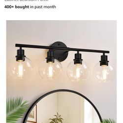 2025 Upgrade 4-Light Bathroom Light Fixtures, Black Bathroom Lights over Mirror