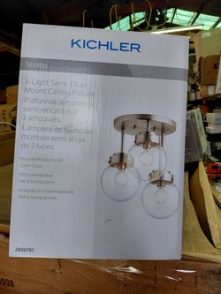 Kichler 12" flush mount ceiling light fixture in brushed nickel