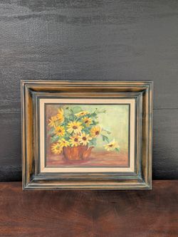 Harriet M. Baker "Brown Eyed Susans" Original Oil Painting on Canvas