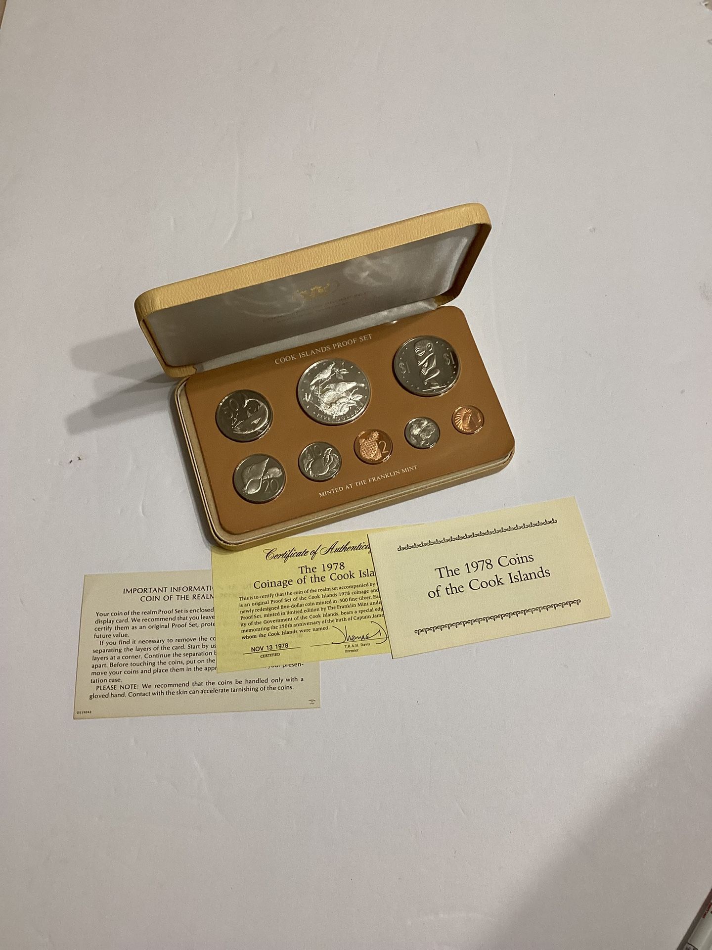 1978 Cook Islands Proof Coin Set - Includes Large Silver 5 Dollars Coin