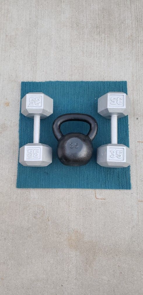 35lb Dumbells & 35lb Kettle Bell