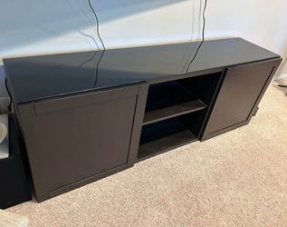 Black TV Stand Media Console with Storage