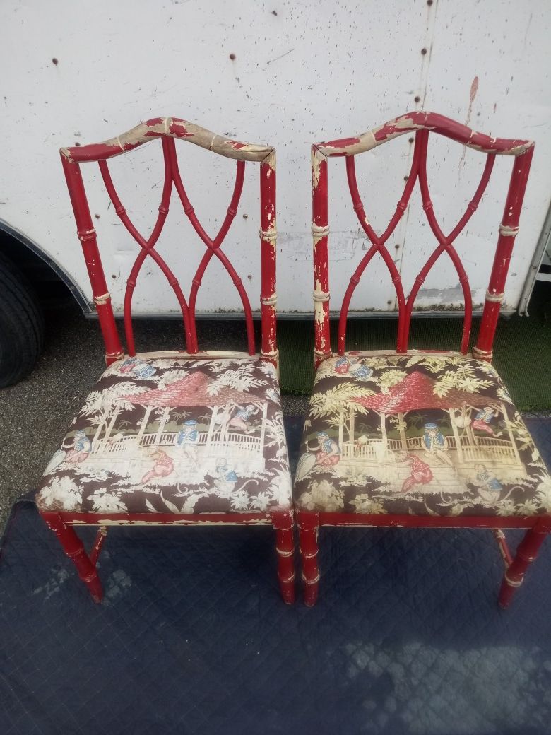 Faux Bamboo mid century chairs