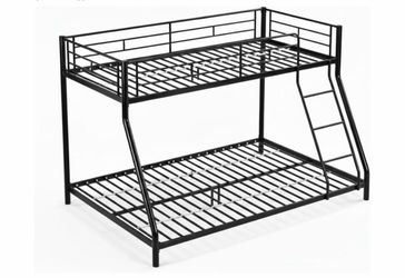 Bunk Bed Twin Over Full, Metal Bunk Bed with Ladders