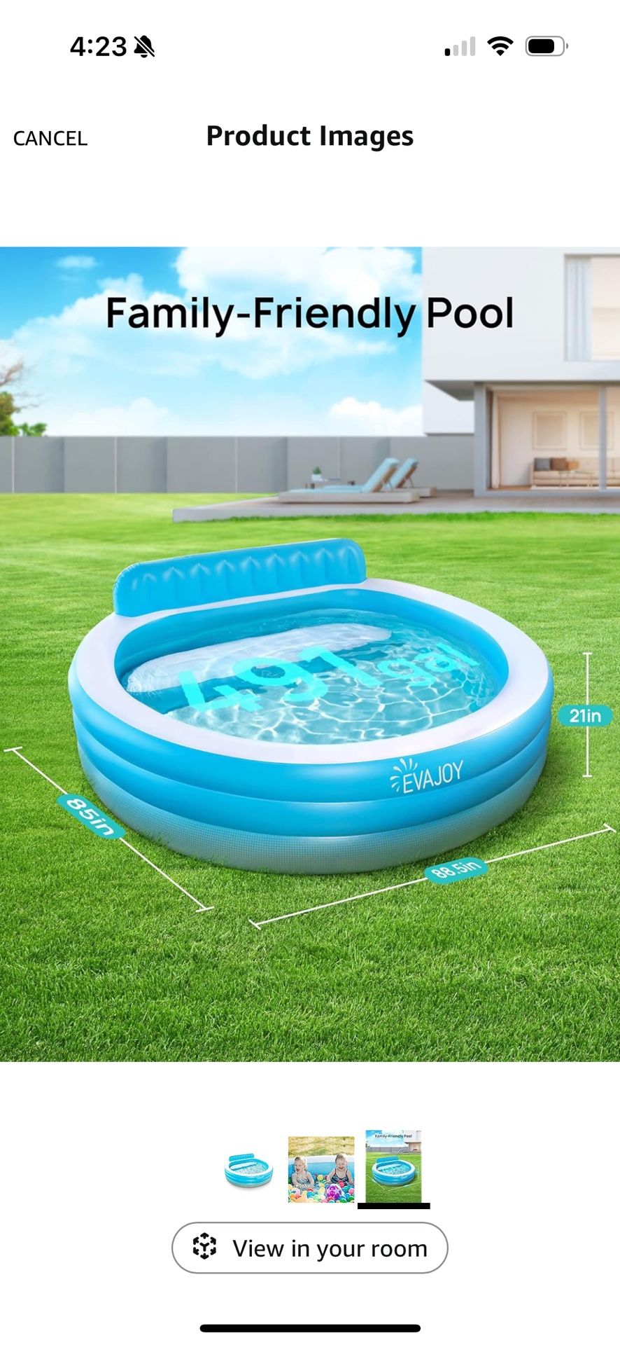 New In Box Large Pool Inflatable With Bench Round