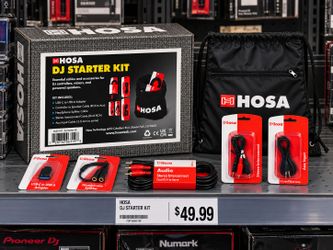 Hosa DJS-141 DJ Starter Cable Kit Pack 5-Piece Bundle USB-C Adapter Dual RCA Interconnect 3.5mm Aux Headphone Splitter Travel Bag Beginner Controller