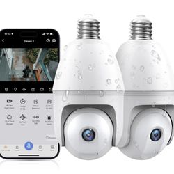 New In Box 2K Light Bulb Security Camera,5G&2.4G WiFi Wireless Outdoor IP65Weatherproof Motion Detection and Alarm,Two-Way Talk,Color Night Vision,Hum