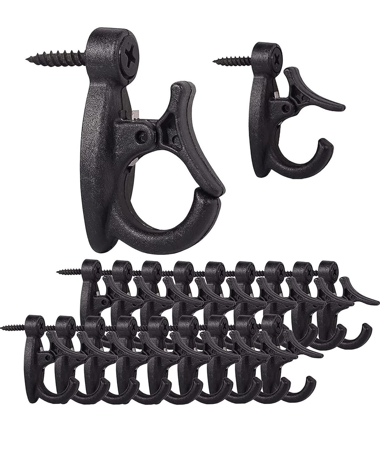 Lewufe 20 PCS Light Hanger Hooks, Screw Hooks for Hanging Outdoor String Lights Hooks, Christmas Lights, Patio Lights, Light Wire and Plants - Black