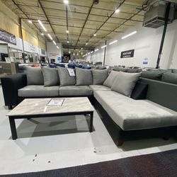 Gray And Black Sectional 