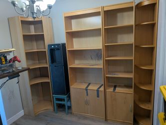 Light Wood Modular Bookcase Wall Unit Set