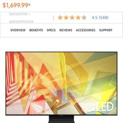 Samsung 55” QLED 4K Smart TV (QN55Q90T) – Brand New!