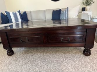 Dark Wood Hammered Top Coffee Table